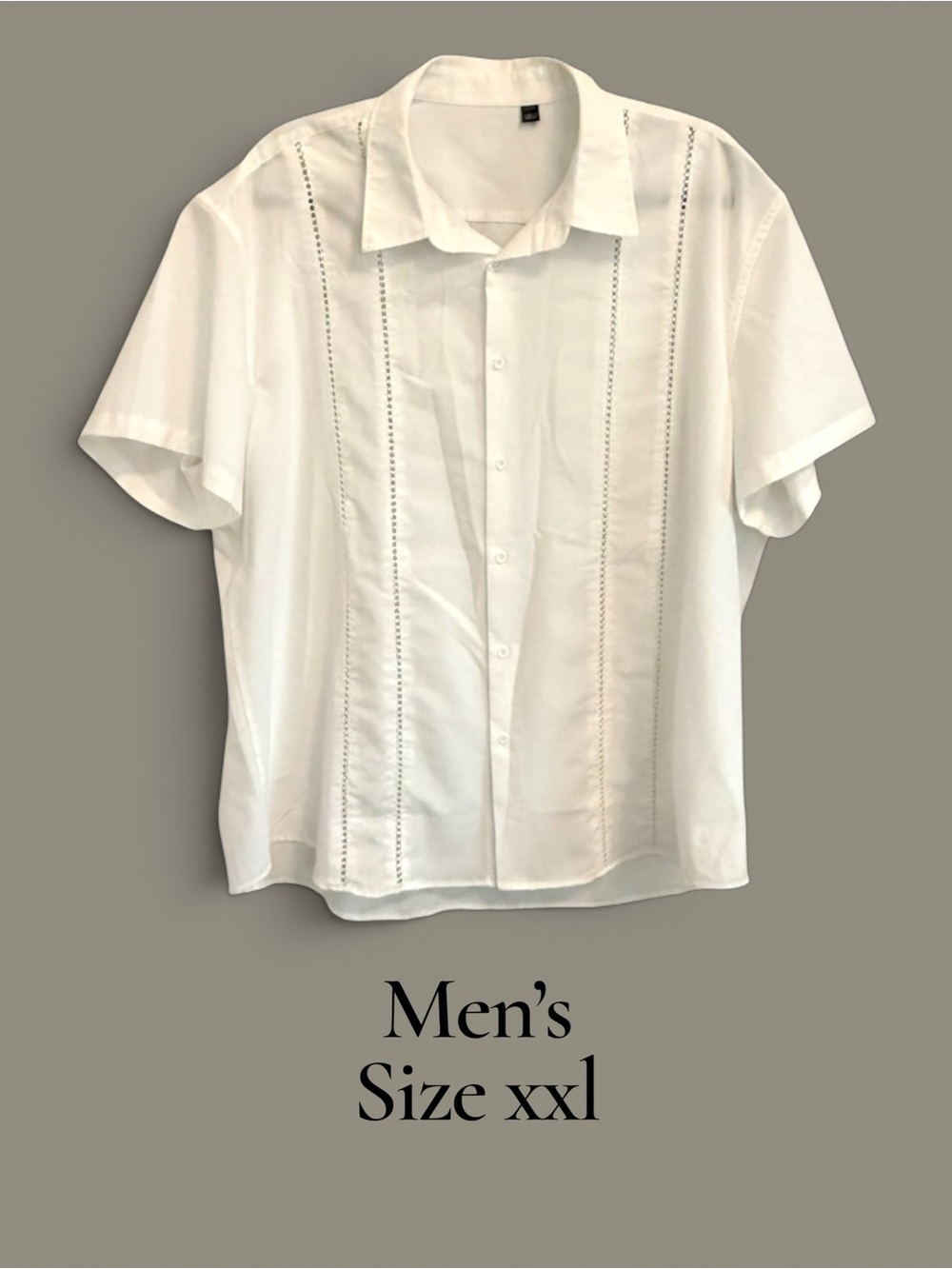 Men's cream Short-Sleeve Button-Up Shirt - XXL